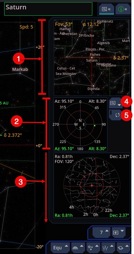 副画面、極座標チャート、星座早見