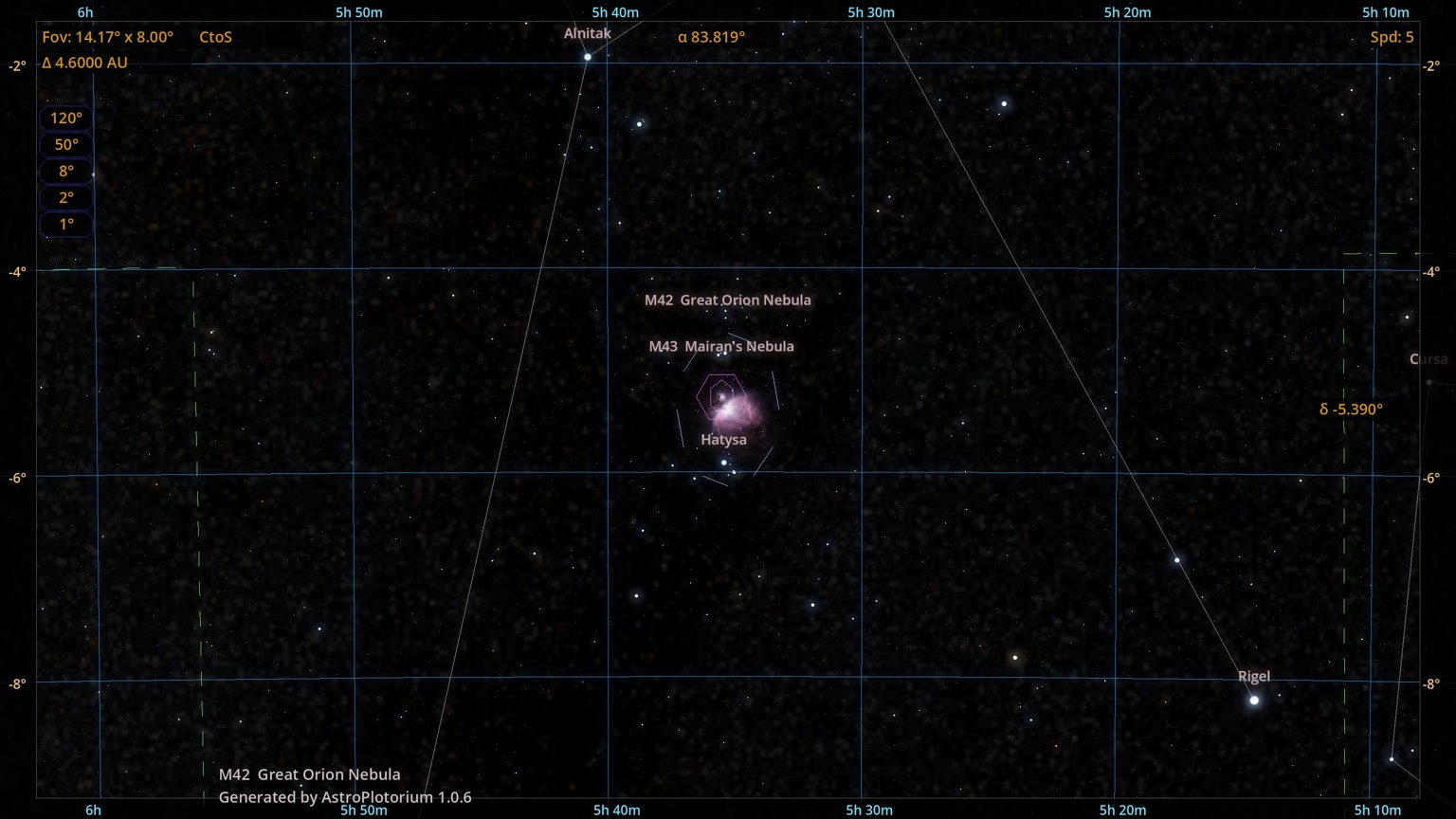 狭い視野のオリオン大星雲 M42